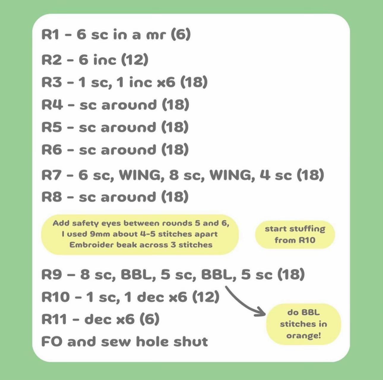 Free Crochet Chick Pattern - Yellow Amigurumi with Bobble Stitch