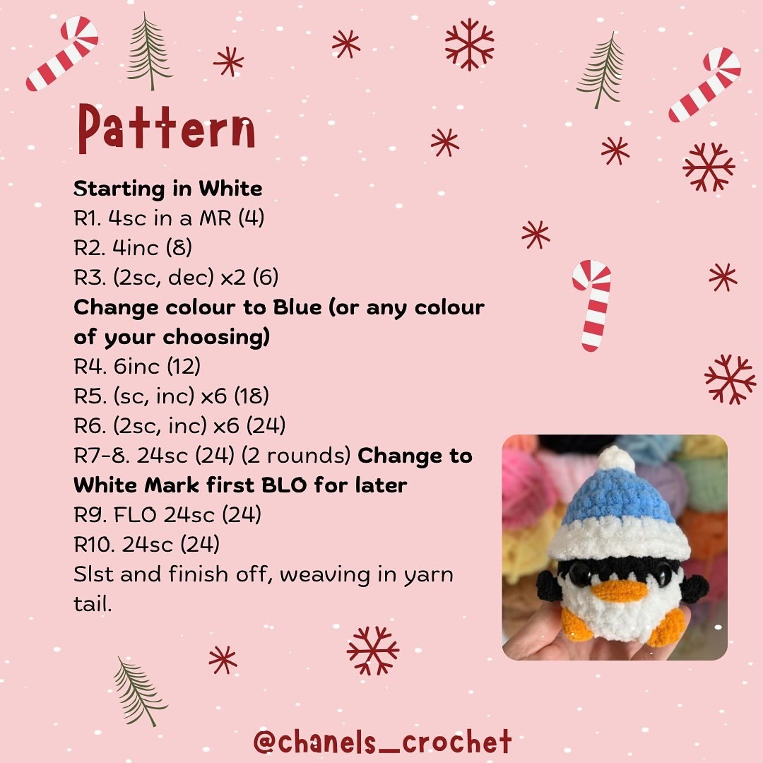 Free Crochet Christmas Penguin Pattern: Beginner Friendly Amigurumi Doll with Hat and Beak