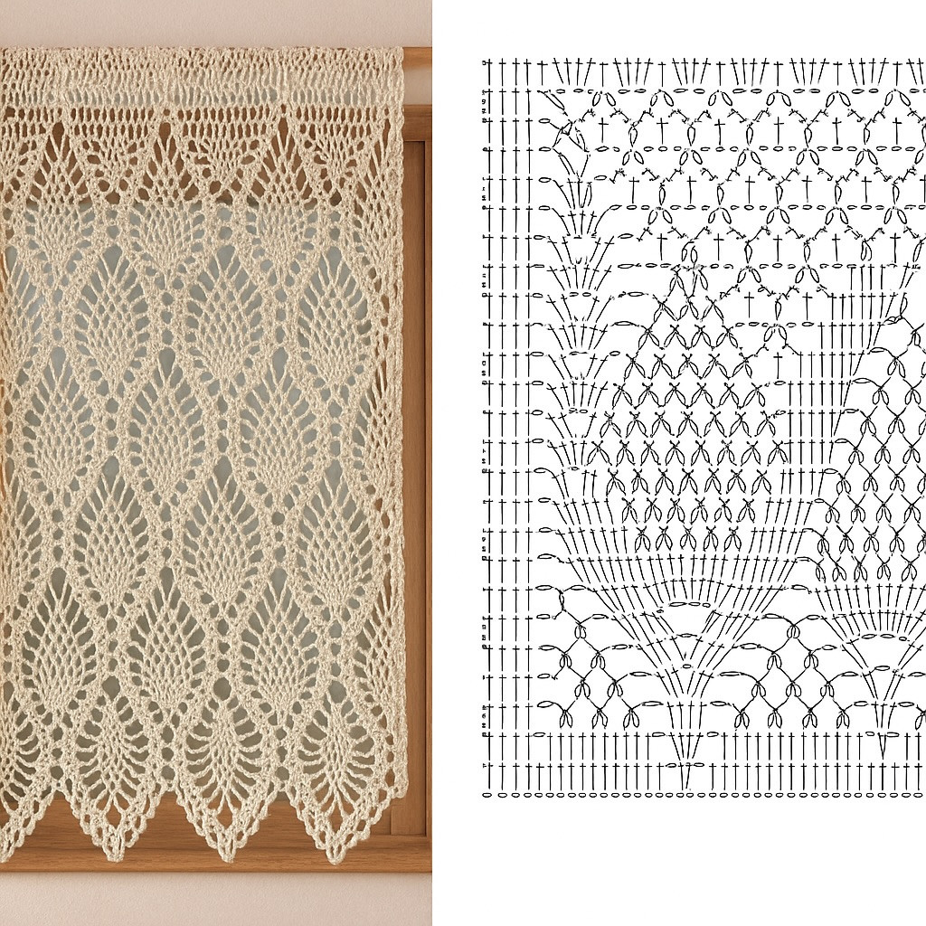 Free Crochet Curtain Patterns: Elegant Leaf Lace and Floral Granny Square Designs with Charts