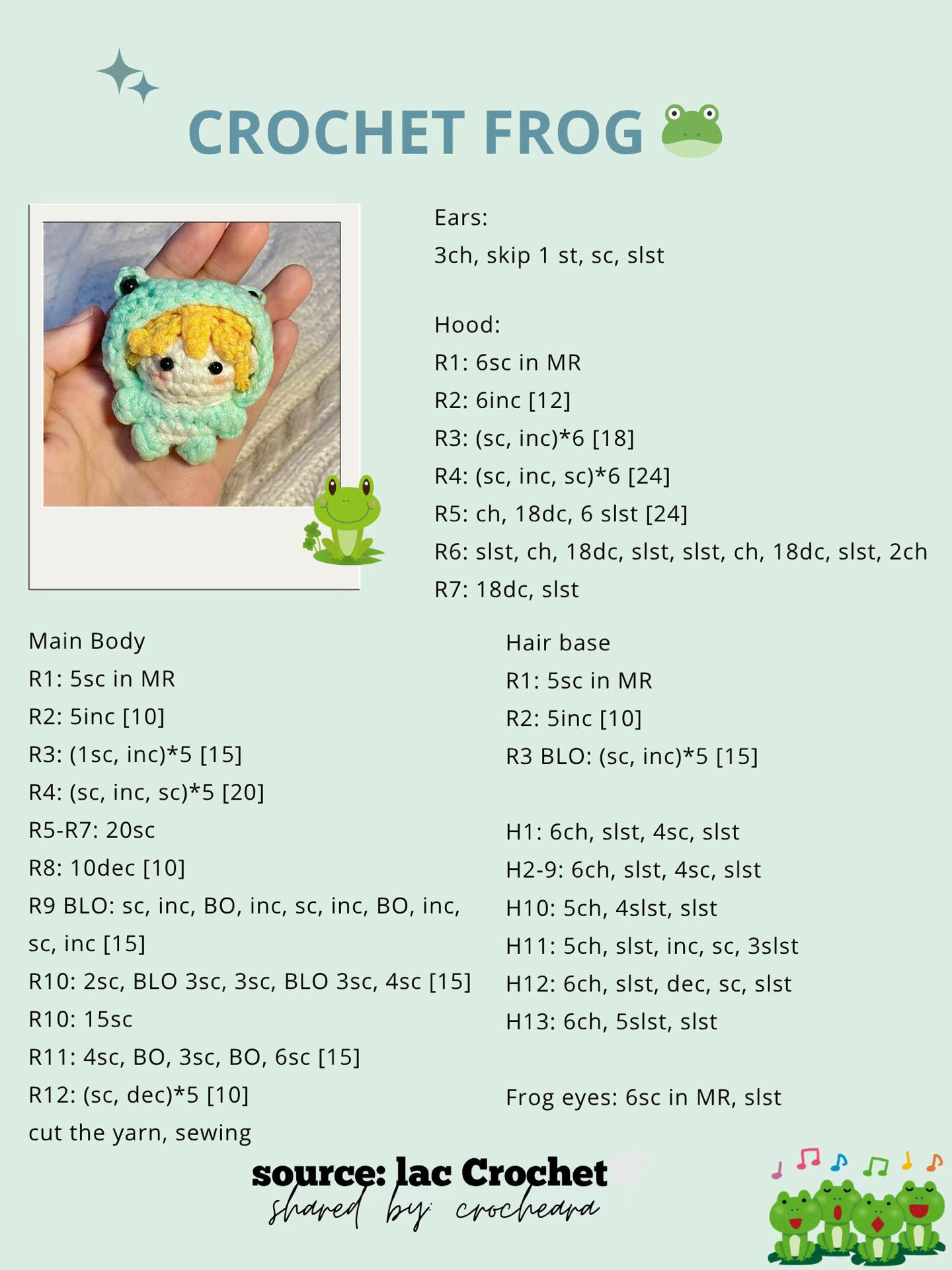Free Crochet Frog Doll Keychain Pattern Tutorial