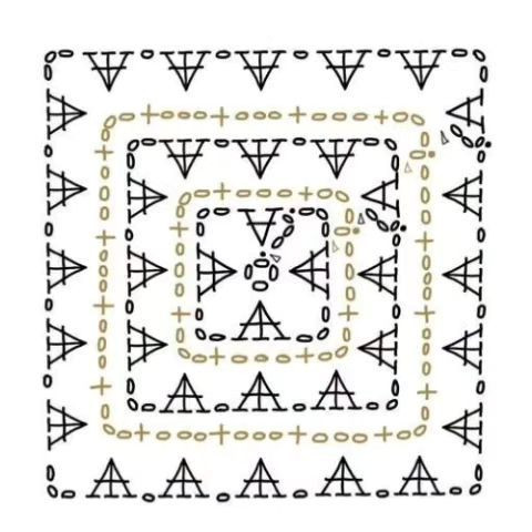 Free Crochet Granny Square Chart Pattern: Colorful Floral Motif with Step-by-Step Diagram