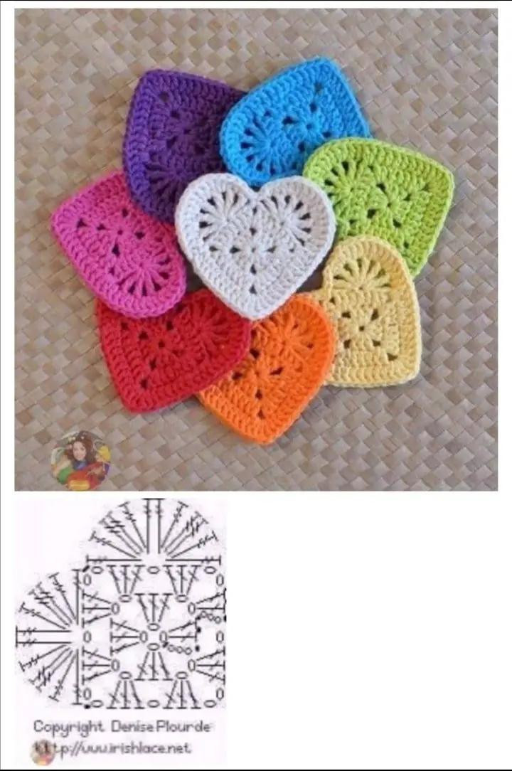 Free Crochet Heart Pattern Charts: Coasters and Motifs with Symbols