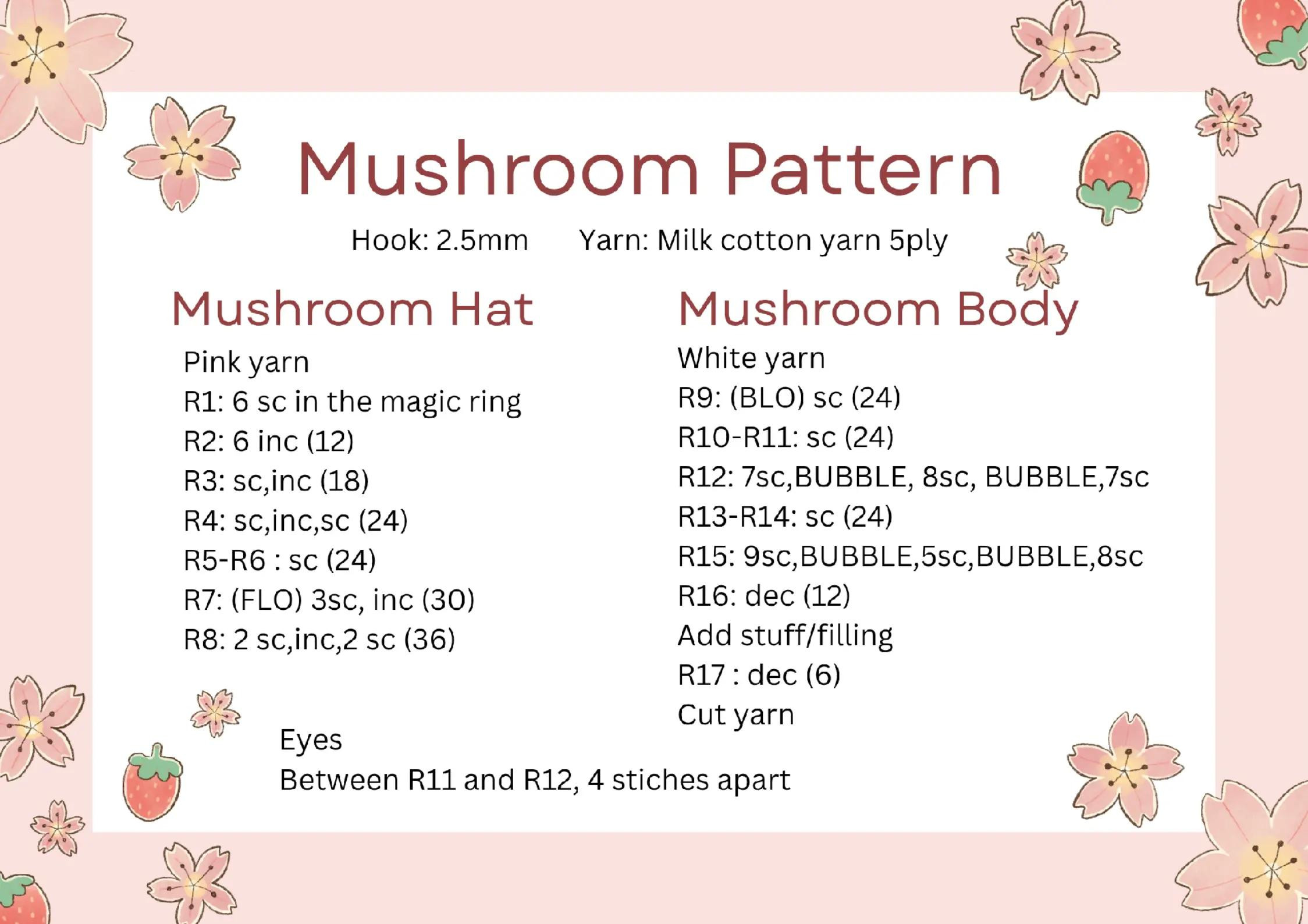 Free Crochet Mini Mushroom Keychain Pattern with Instructions