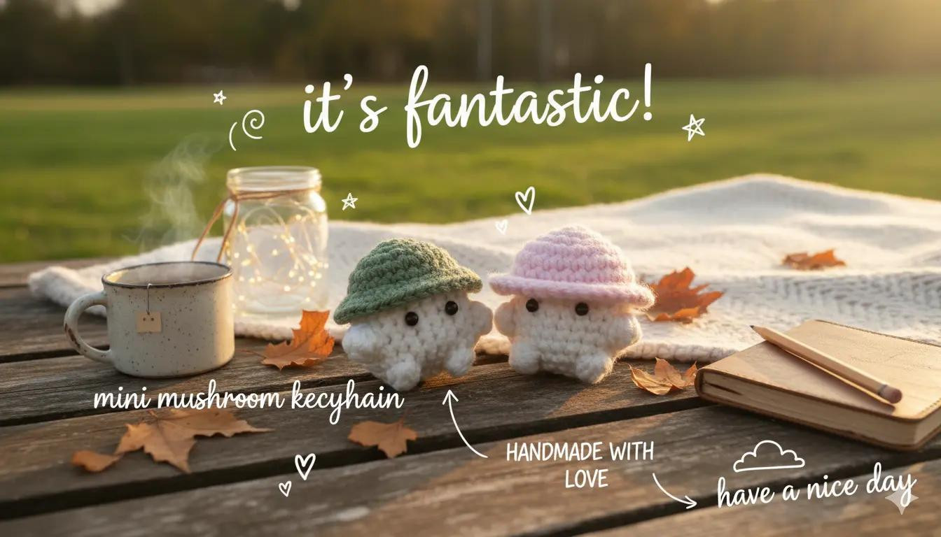 Free Crochet Mini Mushroom Keychain Pattern with Instructions