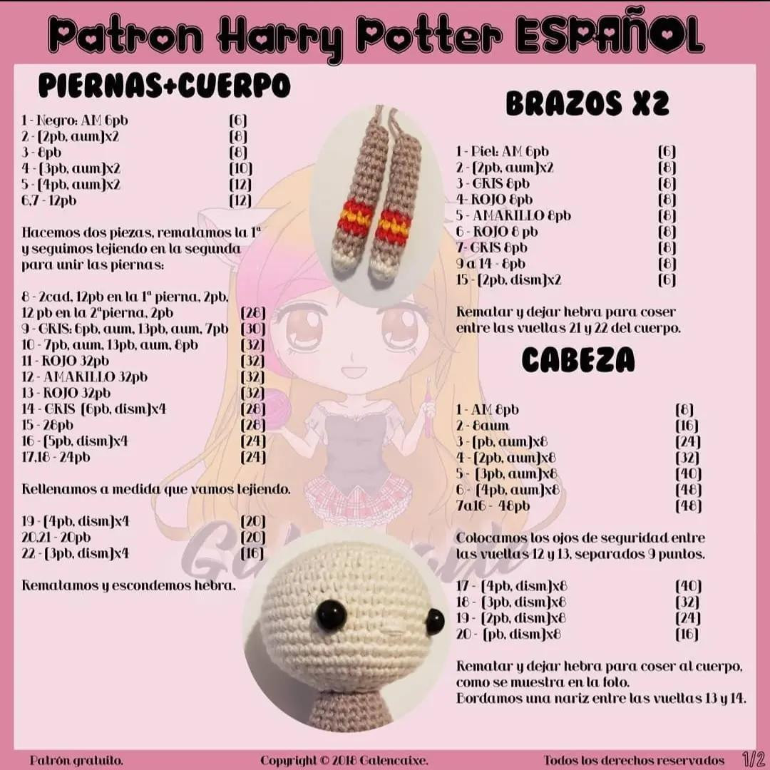 Free Crochet Pattern Amigurumi Harry Potter Glasses Scarf