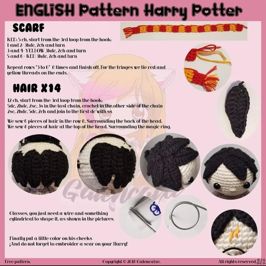 Free Crochet Pattern Amigurumi Harry Potter Glasses Scarf