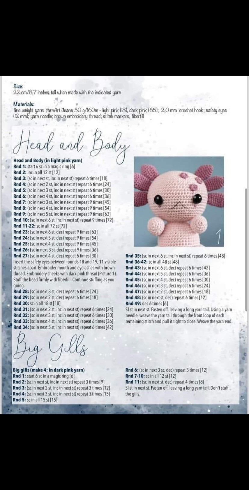 Free Crochet Pattern Amy the Axolotl Doll