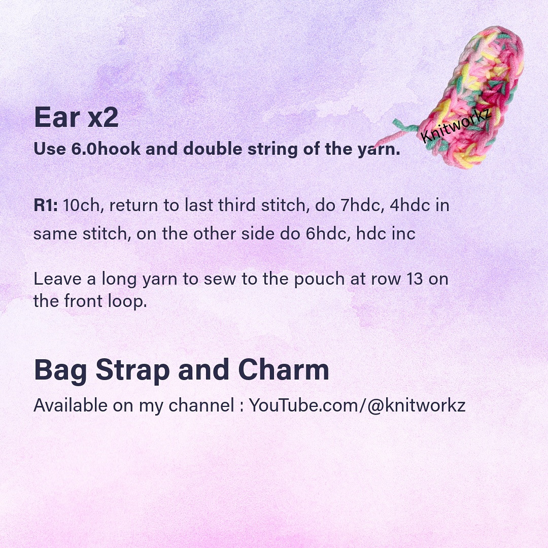 Free Crochet Pattern and Tutorial for Pink Melange Rabbit HP Pouch by Knitworkz