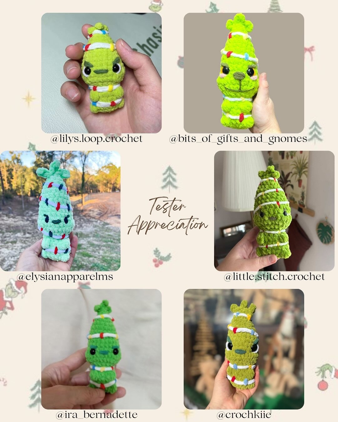 Free Crochet Pattern: Baby Grinch Amigurumi Doll with Christmas Lights and Chenille Yarn