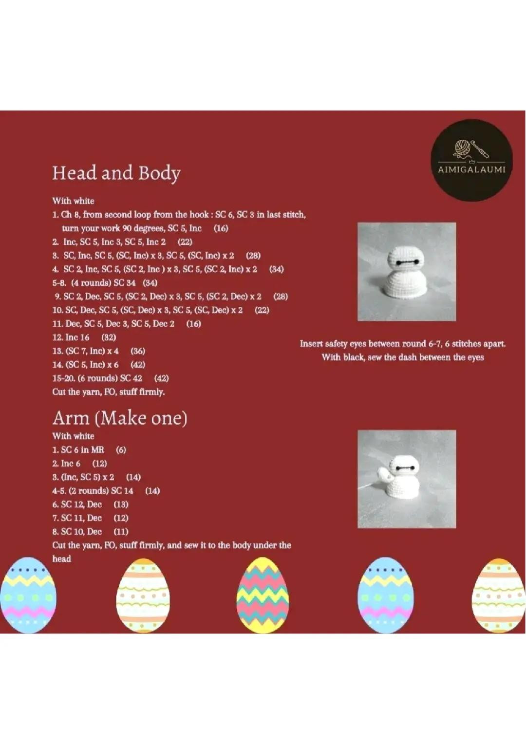 Free Crochet Pattern: Baymax in Red and Purple Egg