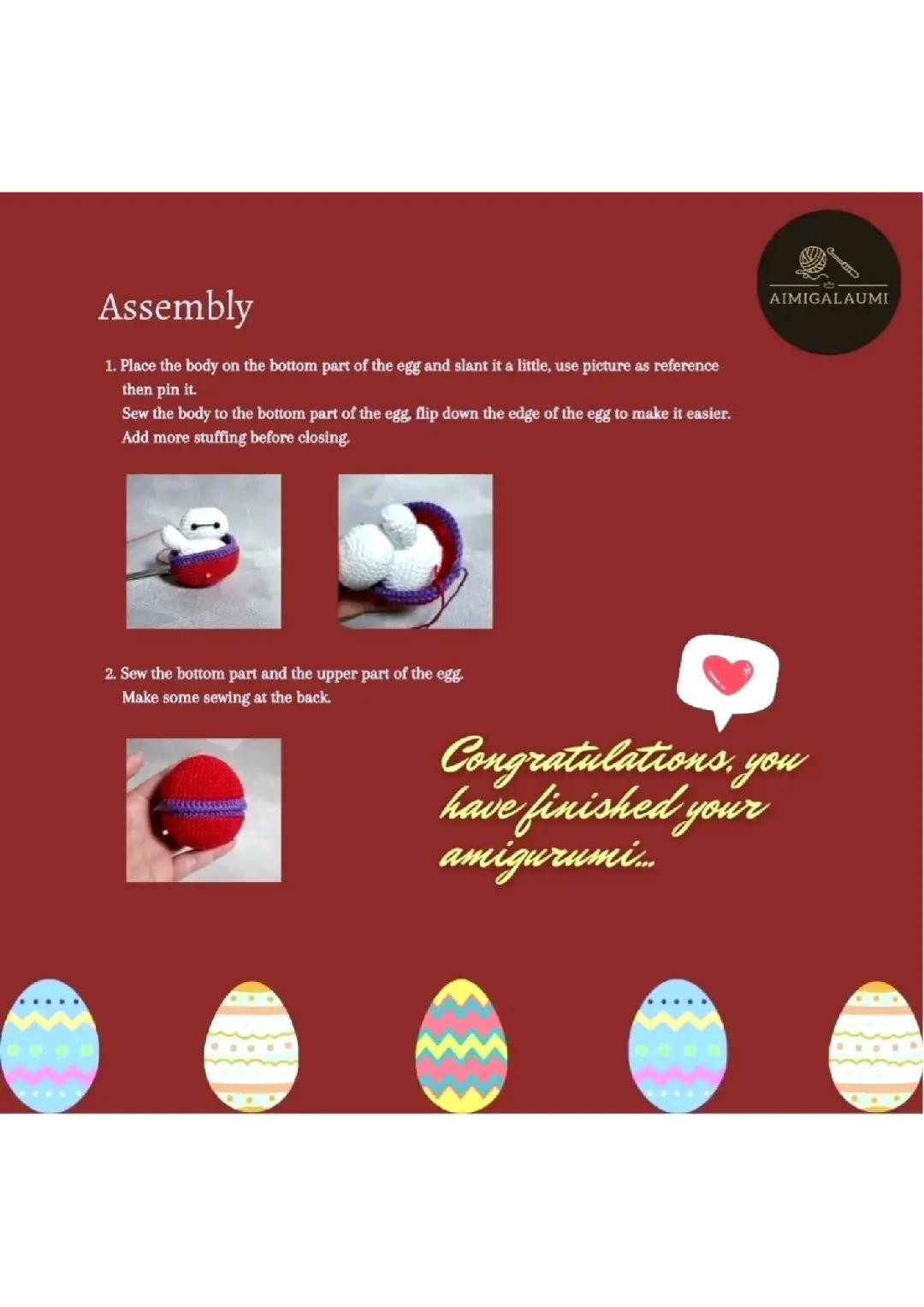 Free Crochet Pattern: Baymax in Red and Purple Egg