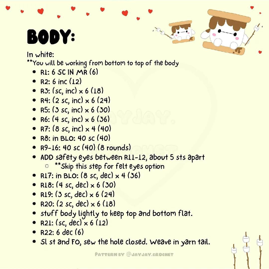 Free Crochet Pattern: Baymax S'more Amigurumi Doll