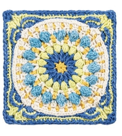 Free Crochet Pattern: Blue and Yellow Floral Granny Square Chart