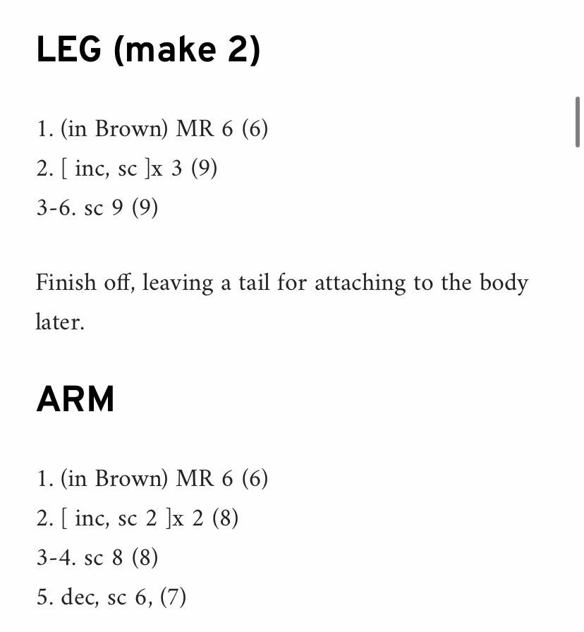 Free Crochet Pattern Chart for Brown Eevee Amigurumi Doll