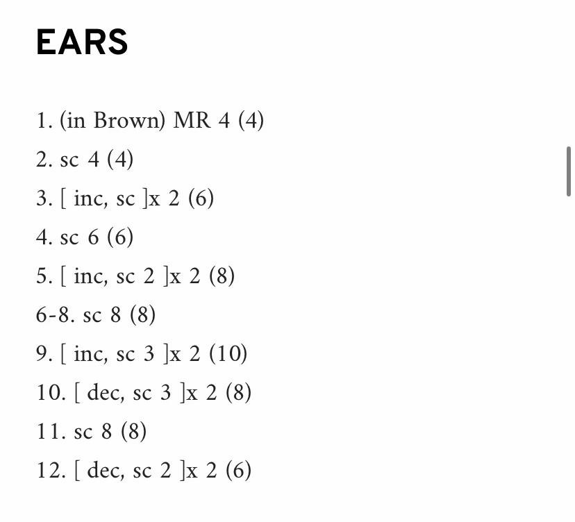 Free Crochet Pattern Chart for Brown Eevee Amigurumi Doll