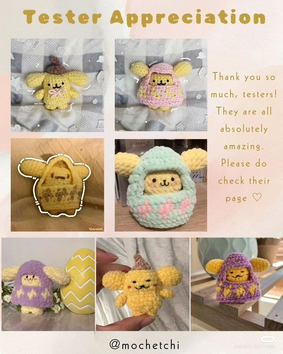 Free Crochet Pattern: Cinnamoroll & Pompompurin Easter Egg Costume