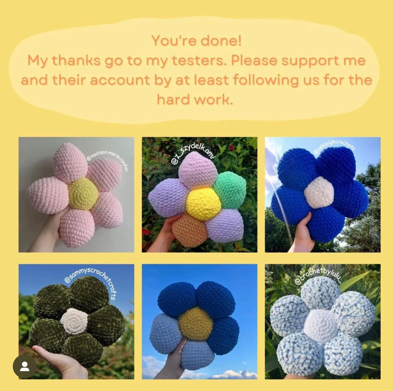 Free Crochet Pattern: Colorful Flower Plushie with Baby Soft Kiss Yarn