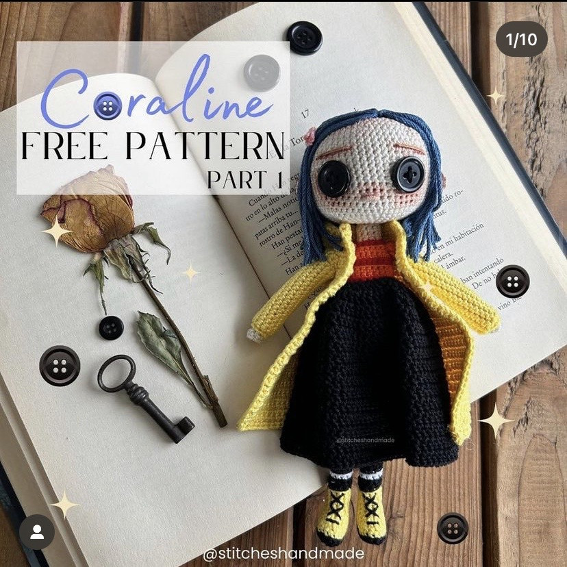 Free Crochet Pattern: Coraline Amigurumi Doll Part 1