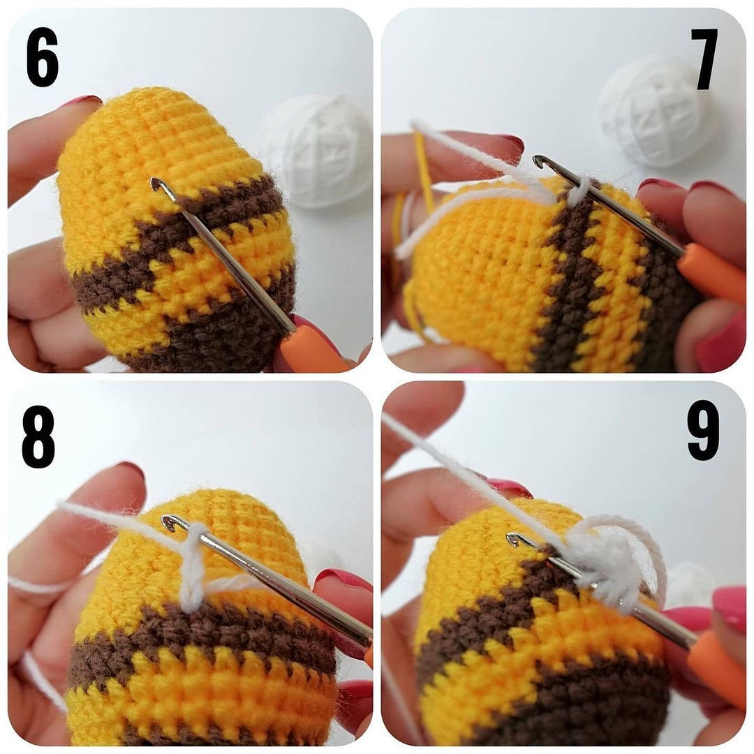 Free Crochet Pattern: Cute Amigurumi Bee with Bangs by @taty_knits