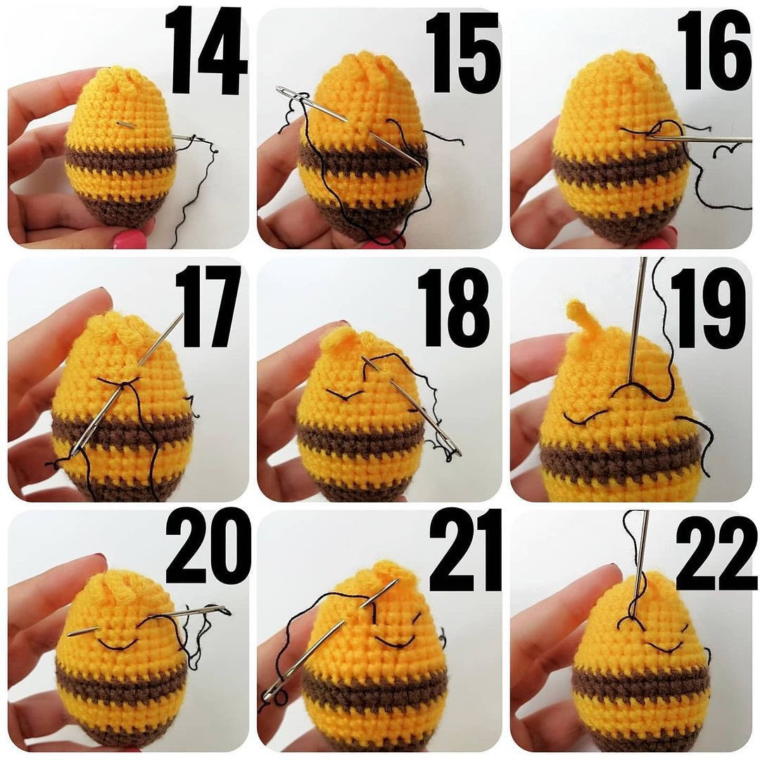 Free Crochet Pattern: Cute Amigurumi Bee with Bangs by @taty_knits