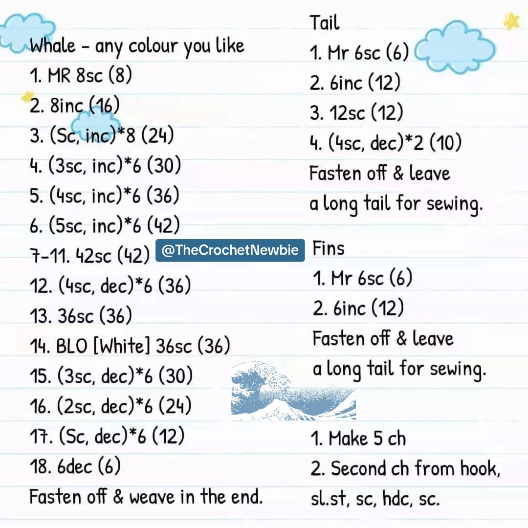 Free Crochet Pattern: Cute Amigurumi Whale and Apple