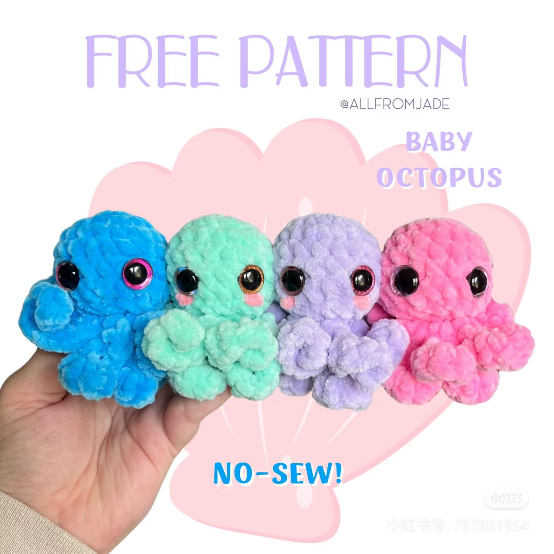 Free Crochet Pattern: Cute Baby Octopus Doll (No-Sew)