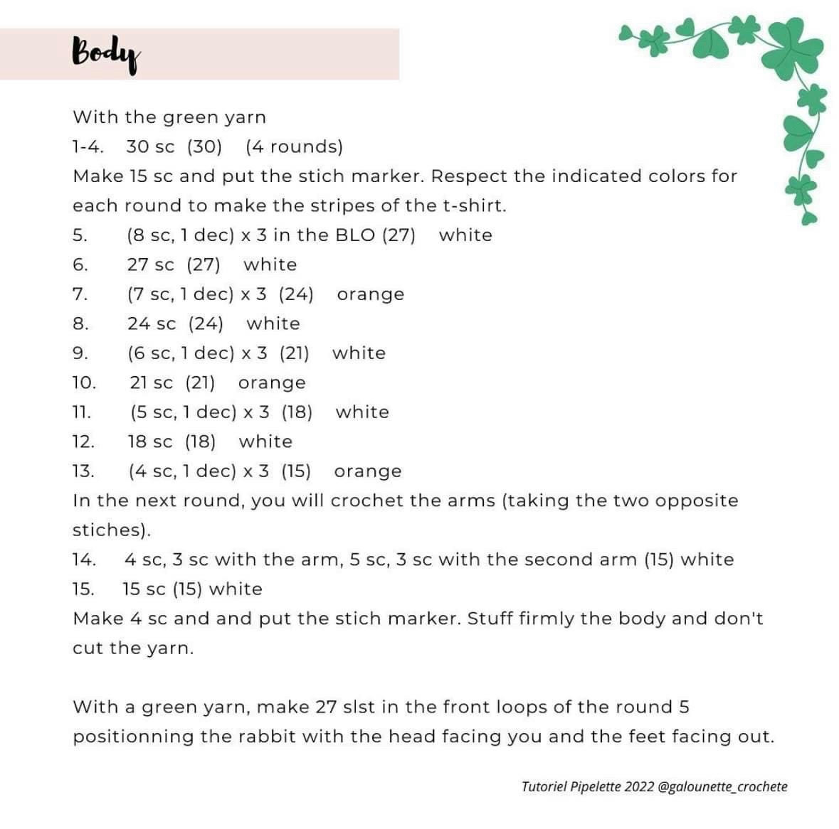 Free Crochet Pattern: Cute Beige Bunny Amigurumi with Striped Shirt