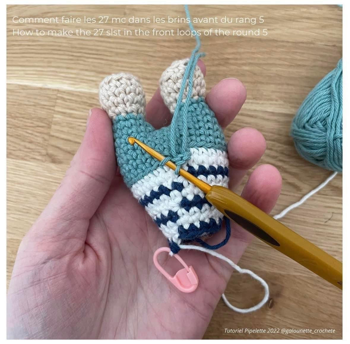 Free Crochet Pattern: Cute Beige Bunny Amigurumi with Striped Shirt