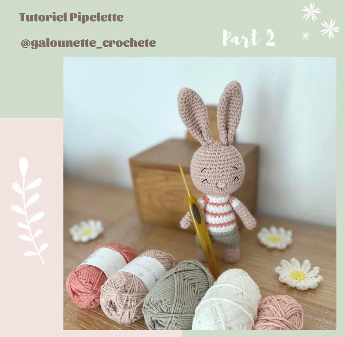Free Crochet Pattern: Cute Beige Bunny Amigurumi with Striped Shirt