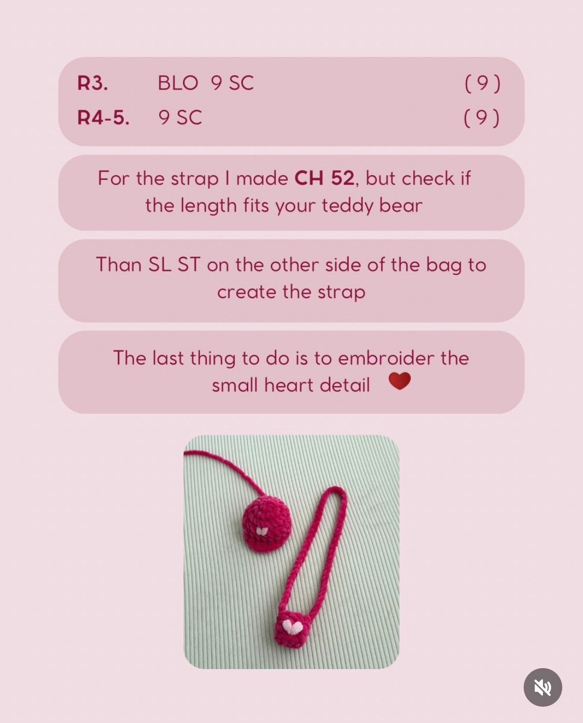 Free Crochet Pattern: Cute Beige Teddy Bear with Pink Cap and Heart Bag
