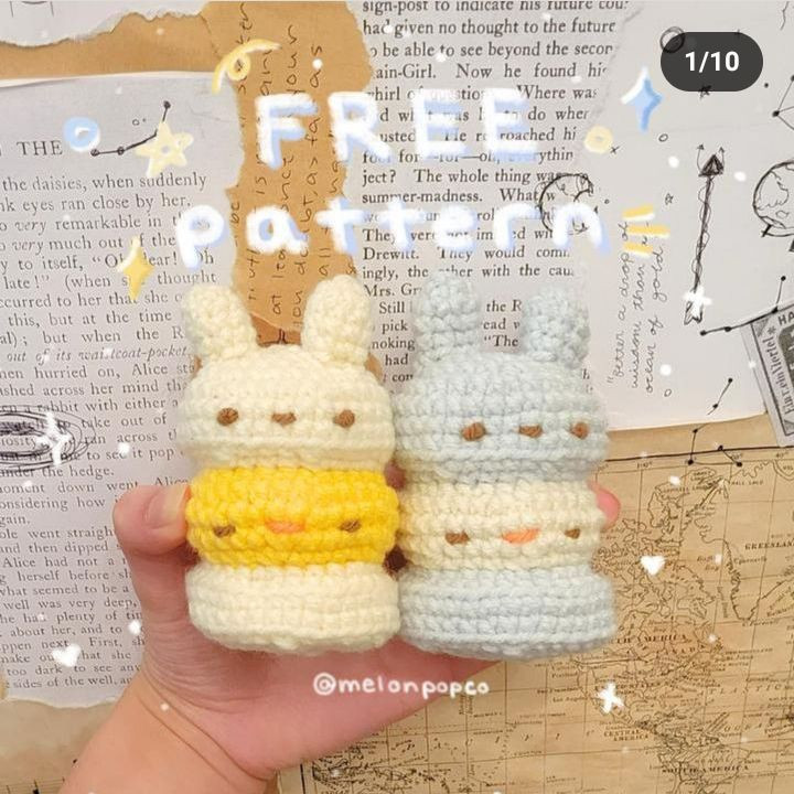 Free Crochet Pattern: Cute Bunny Eating Burger Amigurumi