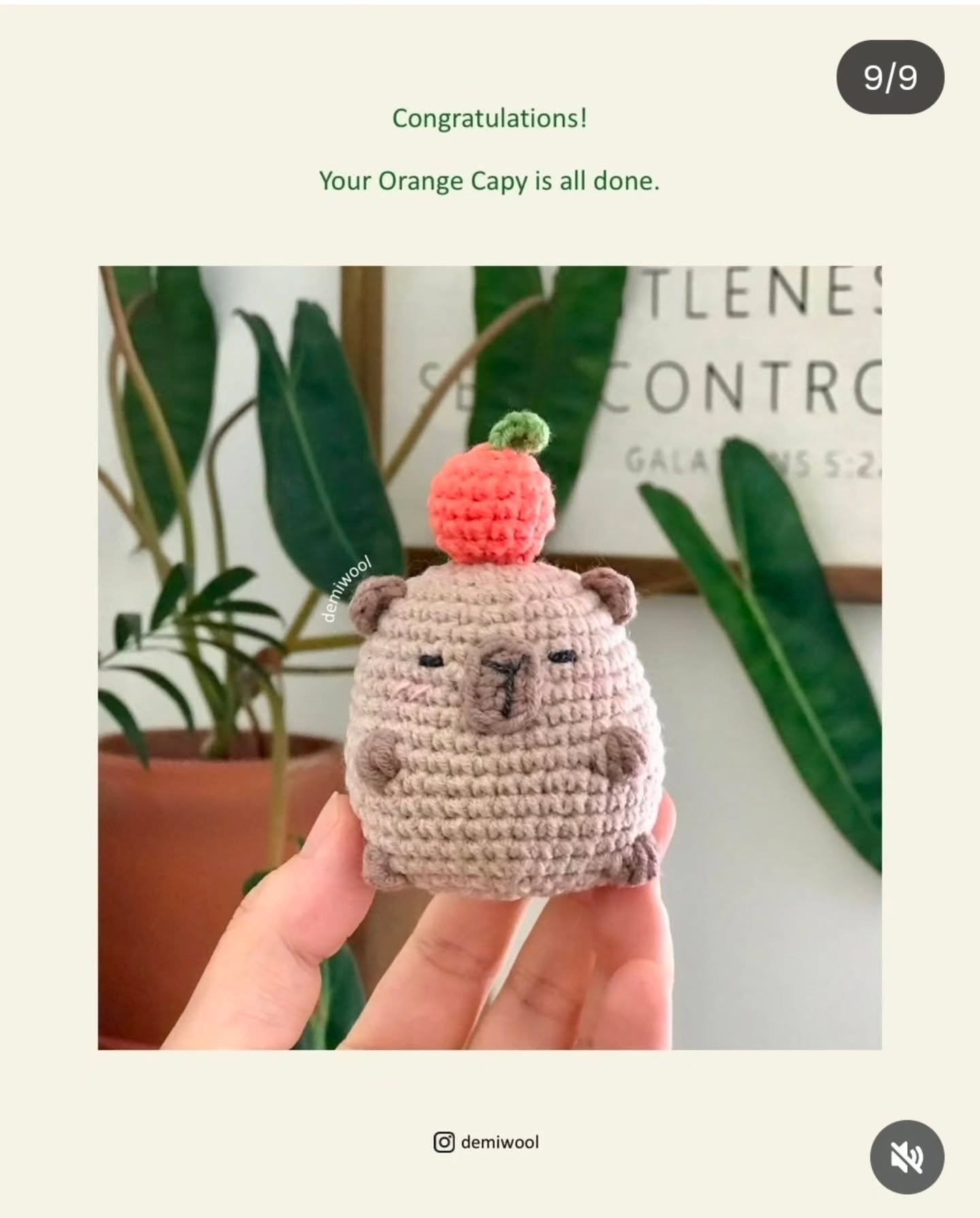Free Crochet Pattern: Cute Capybara Amigurumi with Orange on Head
