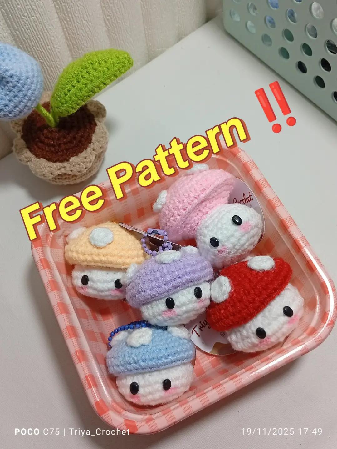 Free Crochet Pattern: Cute Chibi Mushroom Keychain