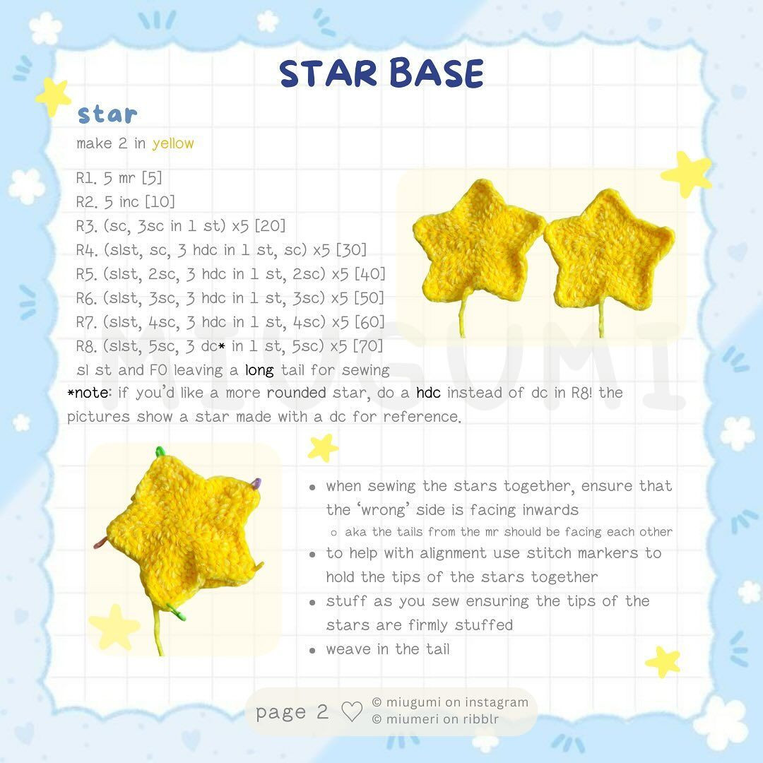 Free Crochet Pattern: Cute Cinnamoroll Star Plushie by Miugumi