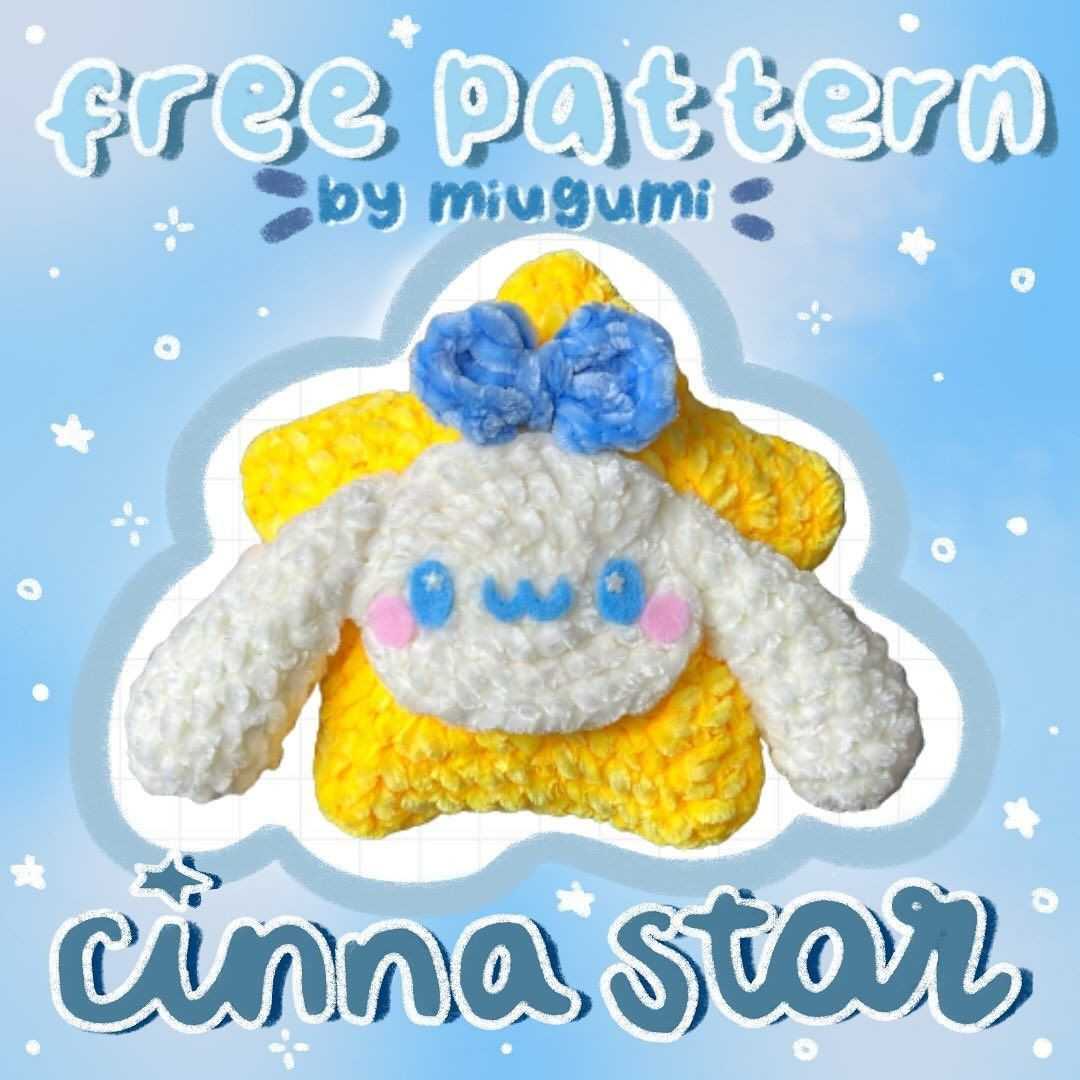 Free Crochet Pattern: Cute Cinnamoroll Star Plushie by Miugumi