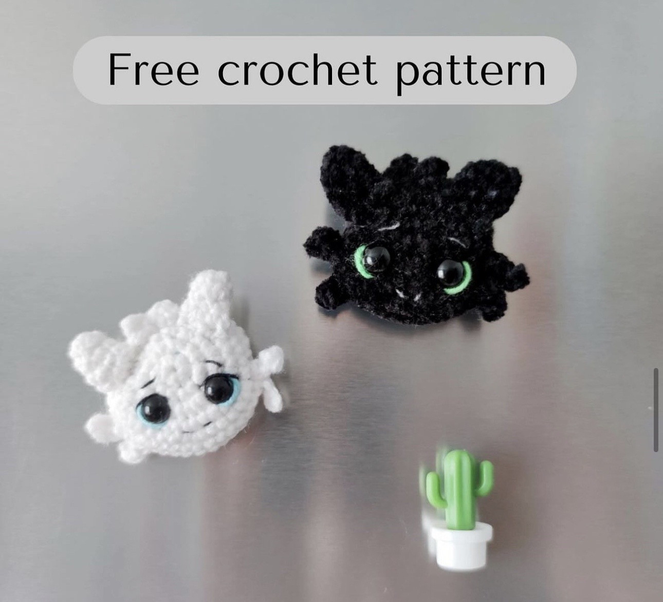 Free Crochet Pattern: Cute Dragon Amigurumi Magnet