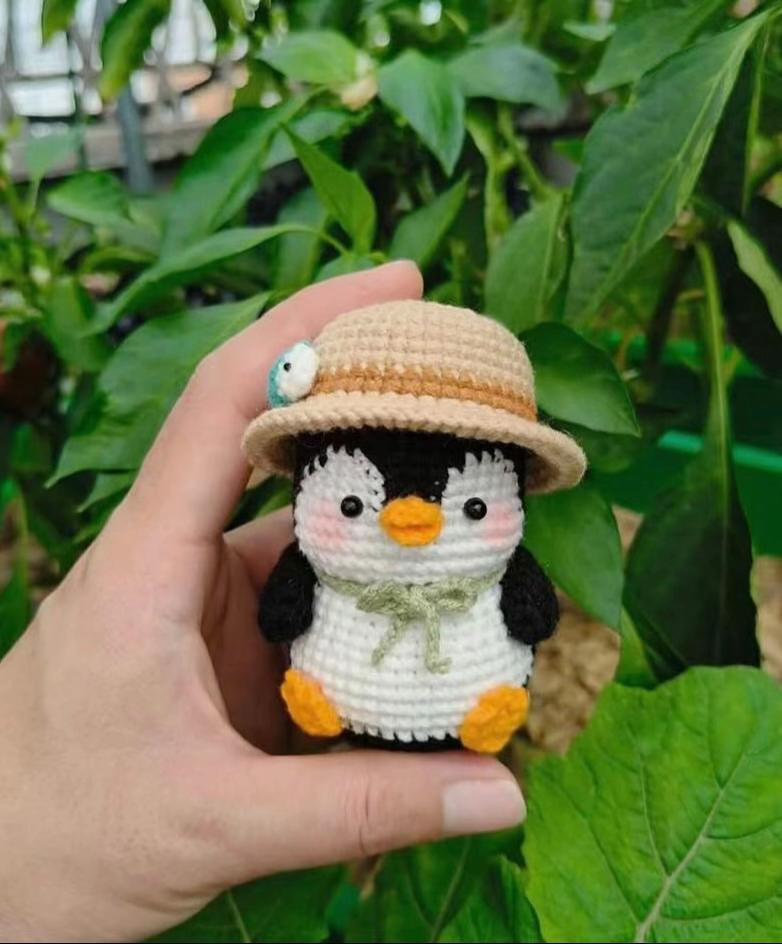 Free Crochet Pattern: Cute Fishing Penguin Amigurumi Doll with Hat
