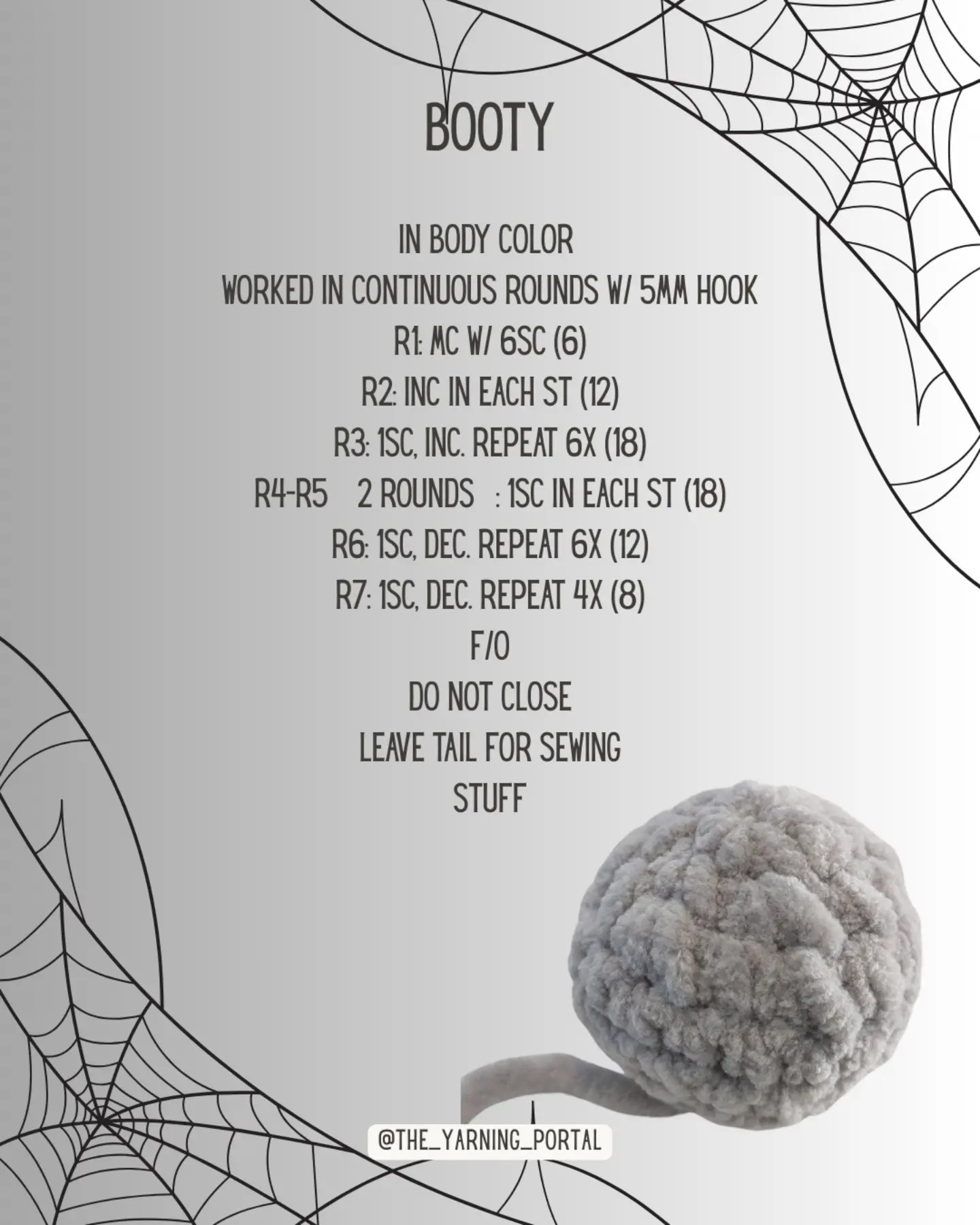 Free Crochet Pattern: Cute Gray Spider Bag Charm Amigurumi