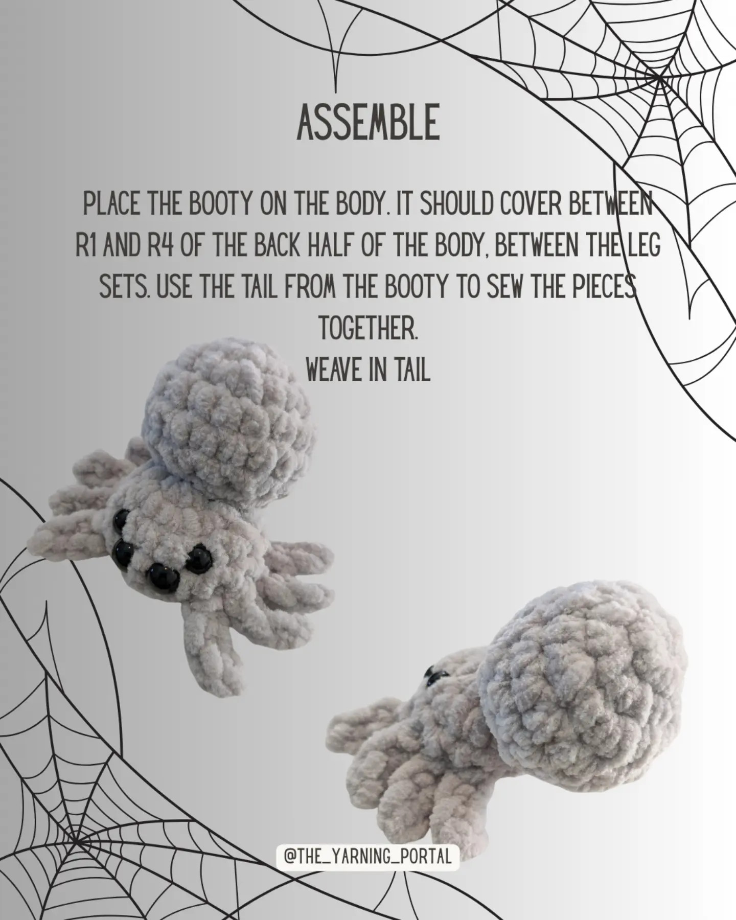 Free Crochet Pattern: Cute Gray Spider Bag Charm Amigurumi
