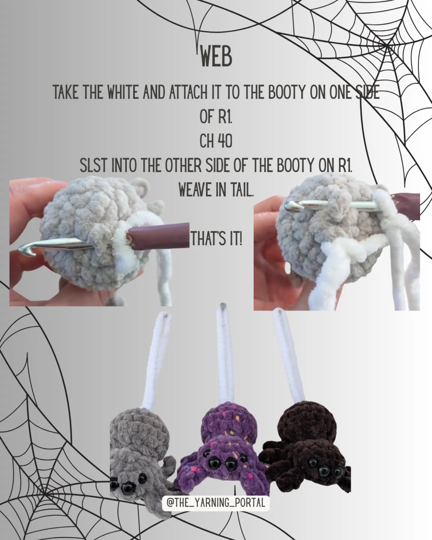 Free Crochet Pattern: Cute Gray Spider Bag Charm Amigurumi