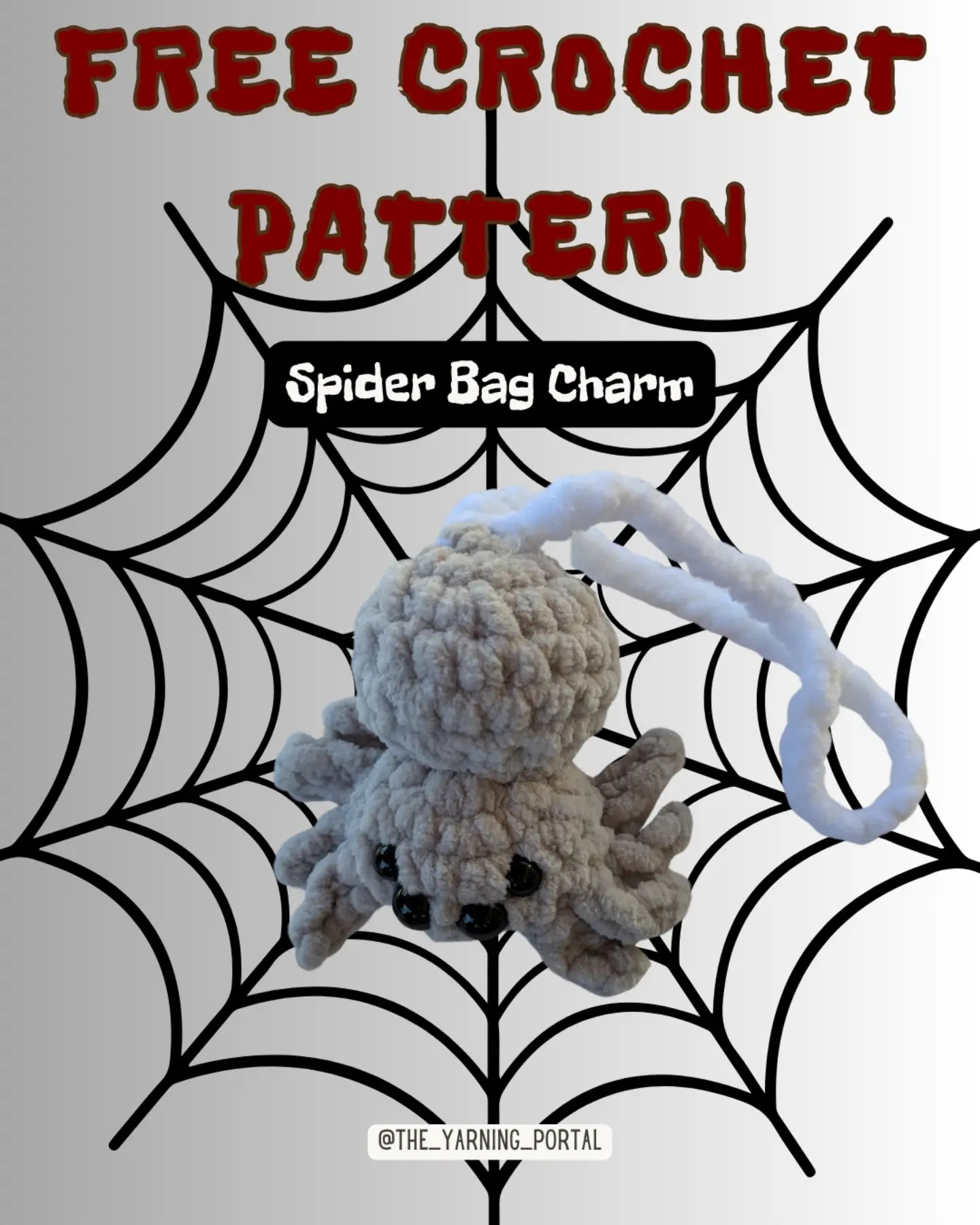 Free Crochet Pattern: Cute Gray Spider Bag Charm Amigurumi