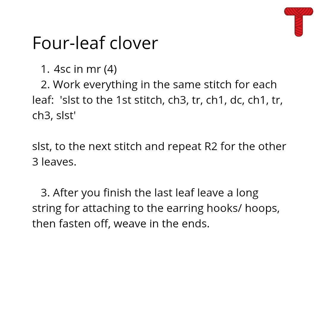 Free Crochet Pattern: Cute Green Four-Leaf Clover Earrings