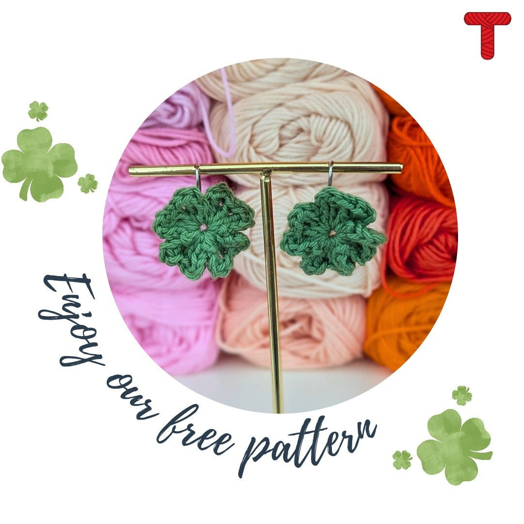 Free Crochet Pattern: Cute Green Four-Leaf Clover Earrings