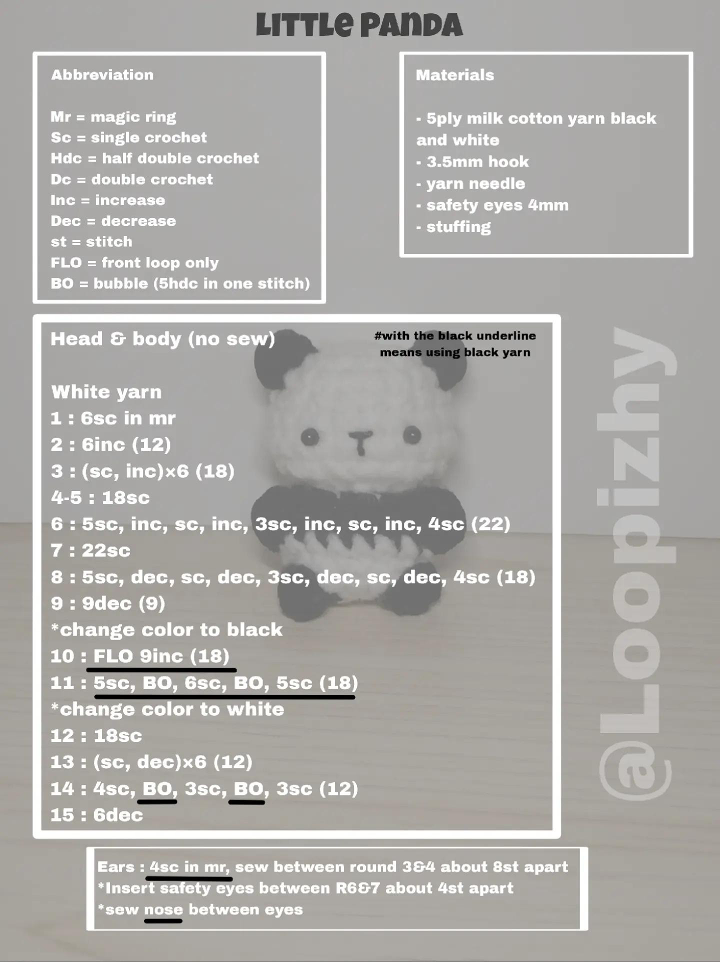 Free Crochet Pattern: Cute Little Panda Amigurumi Doll