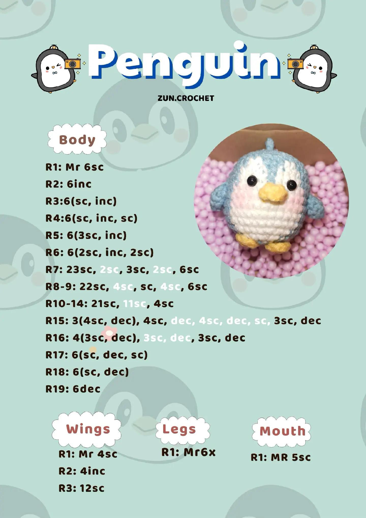 Free Crochet Pattern: Cute Penguin Amigurumi Keychain