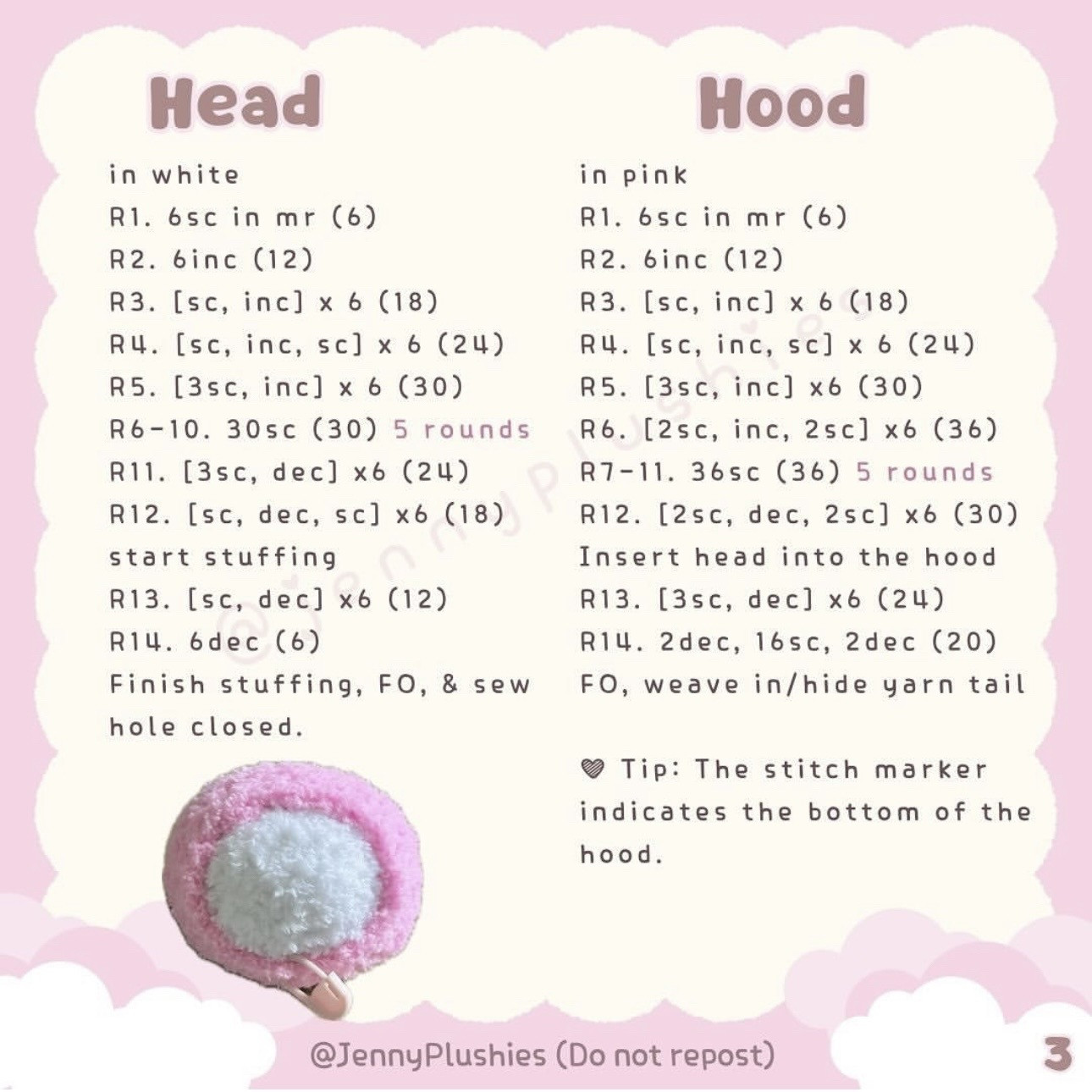 Free Crochet Pattern: Cute Pink and White Bunny Doll with Bow