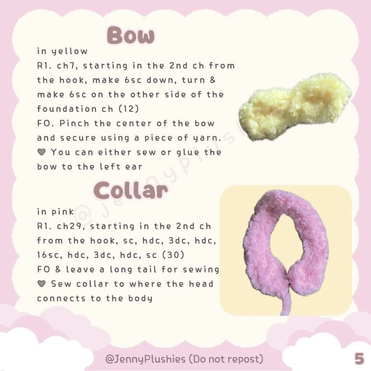 Free Crochet Pattern: Cute Pink and White Bunny Doll with Bow