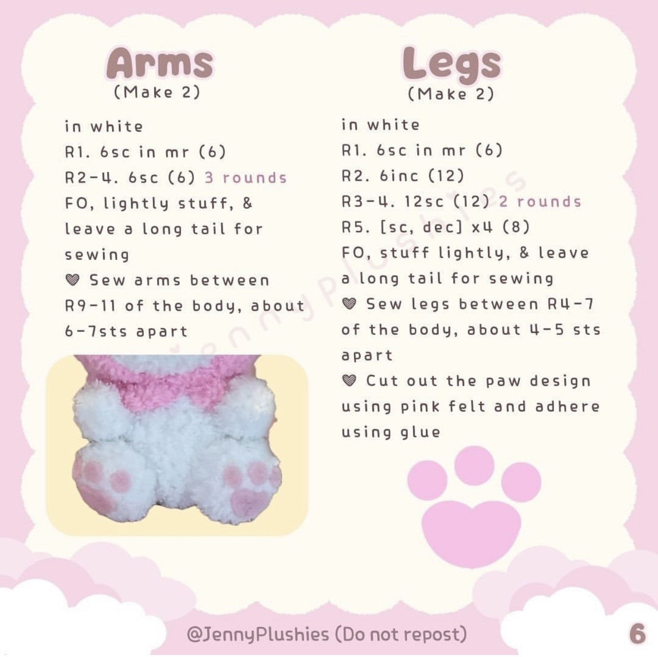 Free Crochet Pattern: Cute Pink and White Bunny Doll with Bow