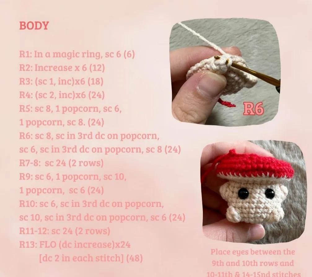 Free Crochet Pattern: Cute Red Mushroom Amigurumi with Step-by-Step Guide