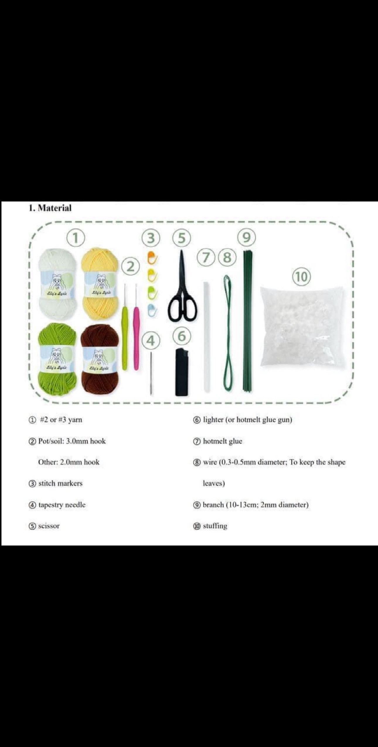 Free Crochet Pattern: Cute Sunflower in Pot with Detailed Chart and Material List